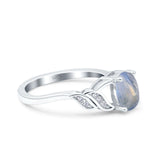 Oval Natural Stone Leaf Split Shank Ring