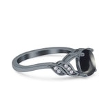 Oval Natural Stone Leaf Split Shank Ring