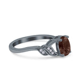 Oval Natural Stone Leaf Split Shank Ring