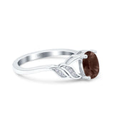 Oval Natural Stone Leaf Split Shank Ring
