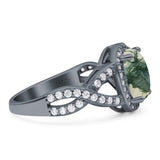 Oval Natural Stone Infinity Twisted Ring