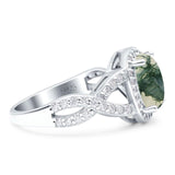 Oval Natural Stone Infinity Twisted Ring