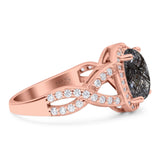 Oval Natural Stone Infinity Twisted Ring