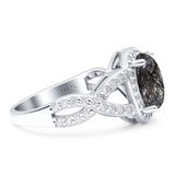 Oval Natural Stone Infinity Twisted Ring