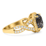 Oval Natural Stone Infinity Twisted Ring