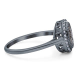 Art Deco Oval Natural Stone Wedding Ring