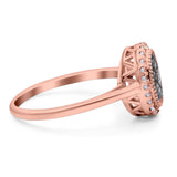 Art Deco Oval Natural Stone Wedding Ring