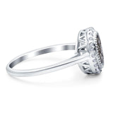 Art Deco Oval Natural Stone Wedding Ring