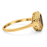 Art Deco Oval Natural Stone Wedding Ring