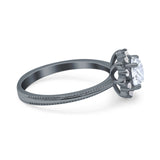 Art Deco Round Natural Stone Floral Ring