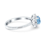 Art Deco Round Natural Stone Floral Ring