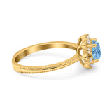 Art Deco Round Natural Stone Floral Ring