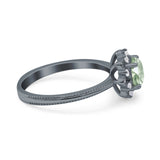 Art Deco Round Natural Stone Floral Ring