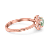 Art Deco Round Natural Stone Floral Ring