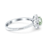 Art Deco Round Natural Stone Floral Ring