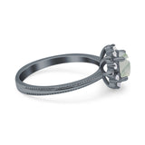 Art Deco Round Natural Stone Floral Ring