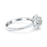 Art Deco Round Natural Stone Floral Ring