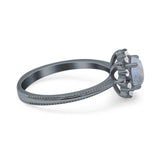 Art Deco Round Natural Stone Floral Ring