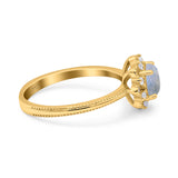 Art Deco Round Natural Stone Floral Ring