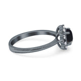 Art Deco Round Natural Stone Floral Ring