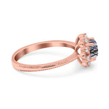 Art Deco Round Natural Stone Floral Ring