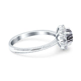 Art Deco Round Natural Stone Floral Ring