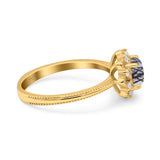 Art Deco Round Natural Stone Floral Ring