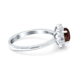 Art Deco Round Natural Stone Floral Ring