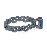 Oval Natural Stone Braided Solitaire Ring