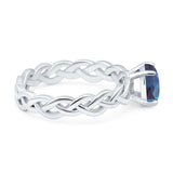 Oval Natural Stone Braided Solitaire Ring