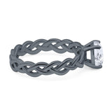 Oval Natural Stone Braided Solitaire Ring