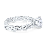 Oval Natural Stone Braided Solitaire Ring