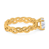 Oval Natural Stone Braided Solitaire Ring