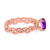 Oval Natural Stone Braided Solitaire Ring