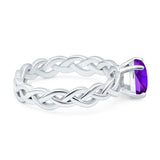 Oval Natural Stone Braided Solitaire Ring