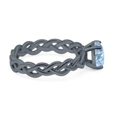 Oval Natural Stone Braided Solitaire Ring