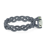 Oval Natural Stone Braided Solitaire Ring