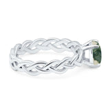Oval Natural Stone Braided Solitaire Ring