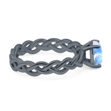 Oval Natural Stone Braided Solitaire Ring