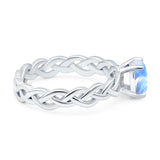 Oval Natural Stone Braided Solitaire Ring