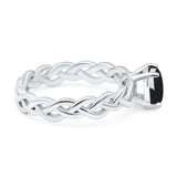 Oval Natural Stone Braided Solitaire Ring