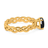 Oval Natural Stone Braided Solitaire Ring