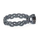Oval Natural Stone Braided Solitaire Ring