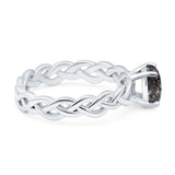 Oval Natural Stone Braided Solitaire Ring