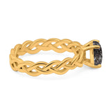Oval Natural Stone Braided Solitaire Ring