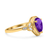 Pear Teardrop Natural Stone Wedding Ring