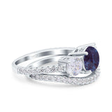 Two Piece Round Natural Stone Trio Ring
