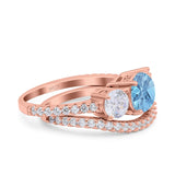 Two Piece Round Natural Stone Trio Ring