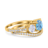 Two Piece Round Natural Stone Trio Ring