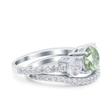Two Piece Round Natural Stone Trio Ring